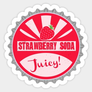 Strawberry Soda Bottle Cap Sticker